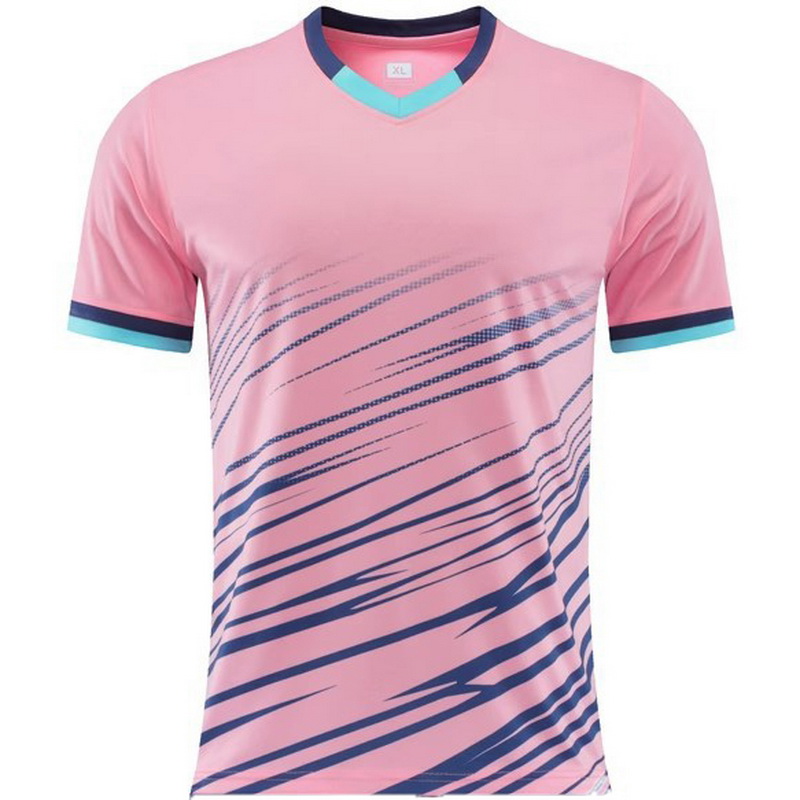 Pink Sports Home Soccer Jersey Training Shirt for Men Women