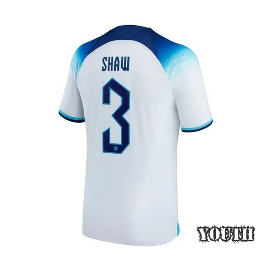 22/23 Luke Shaw England Home Youth Soccer Jersey