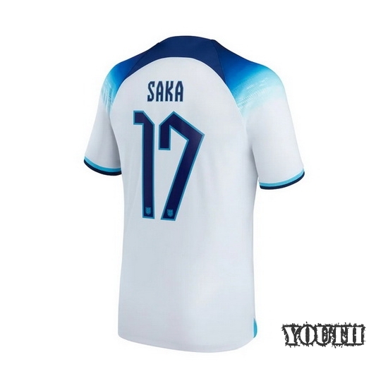22/23 Bukayo Saka England Home Youth Soccer Jersey