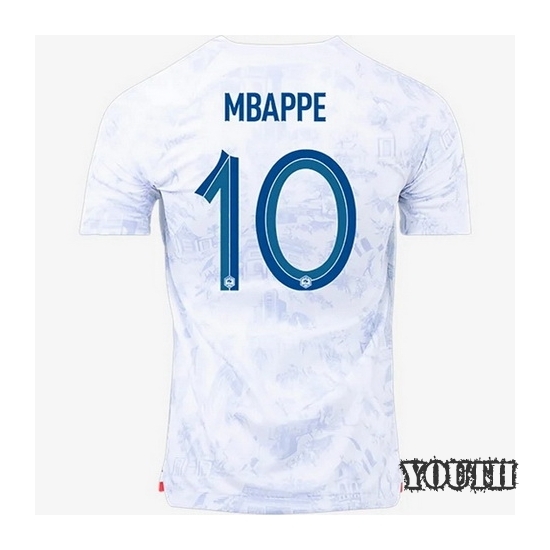 2022/23 Kylian Mbappe France Away Youth Soccer Jersey