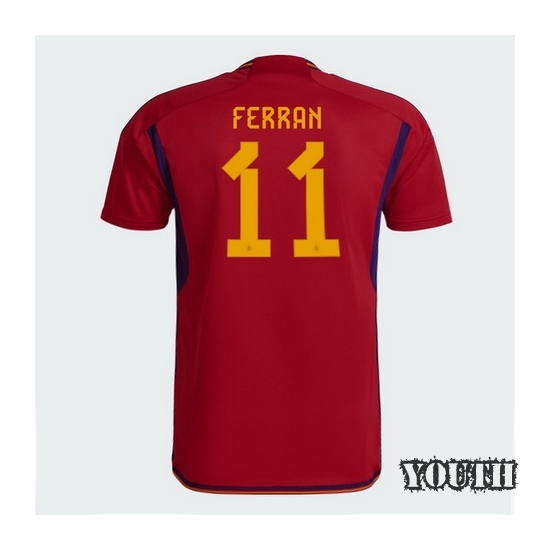 22/23 Ferran Torres Spain Home Youth Soccer Jersey