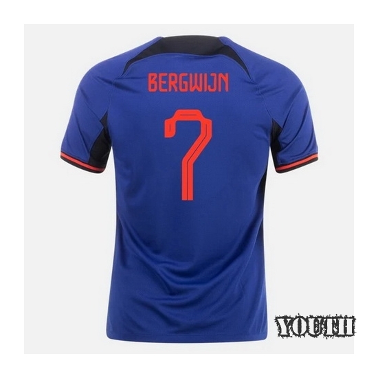 2022/23 Steven Bergwijn Netherlands Away Youth Soccer Jersey