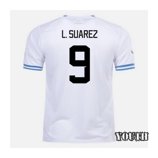 2022/23 Luis Suarez Uruguay Away Youth Soccer Jersey