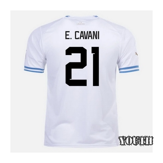 2022/23 Edinson Cavani Uruguay Away Youth Soccer Jersey