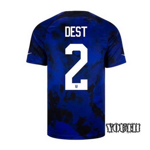 22/23 Sergino Dest USA Away Youth Soccer Jersey