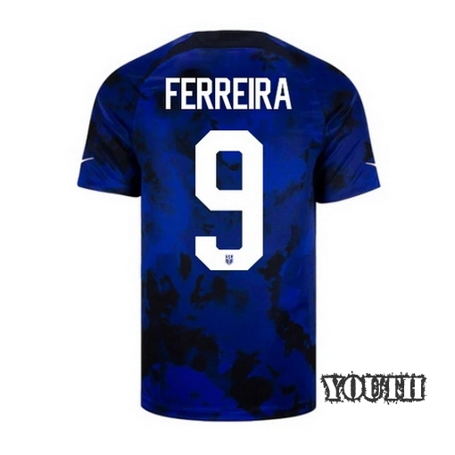 22/23 Jesus Ferreira USA Away Youth Soccer Jersey