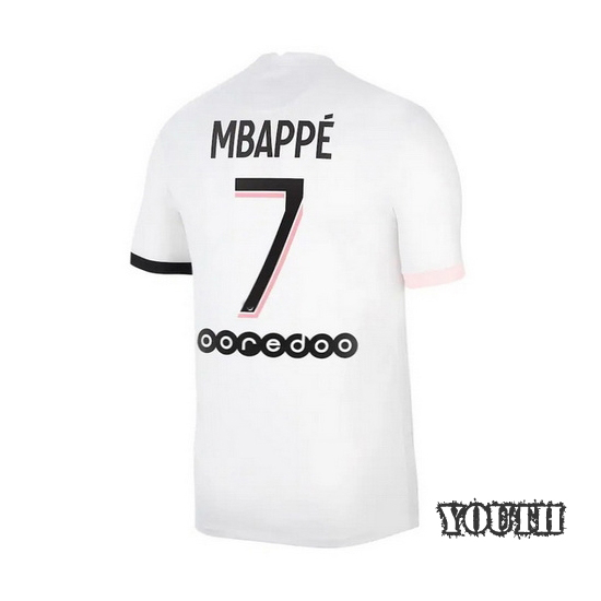 21/22 Kylian Mbappe Away Youth Soccer Jersey