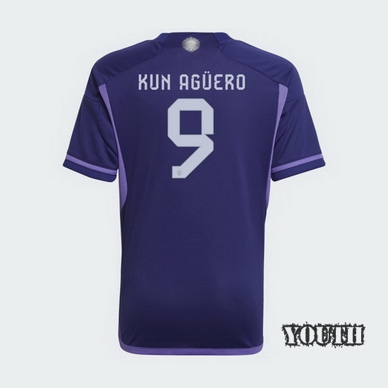 22/23 Sergio Aguero Argentina Away Youth Soccer Jersey