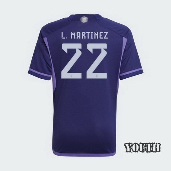 22/23 Lautaro Martinez Argentina Away Youth Soccer Jersey