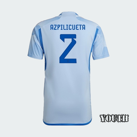 22/23 Cesar Azpilicueta Spain Away Youth Soccer Jersey