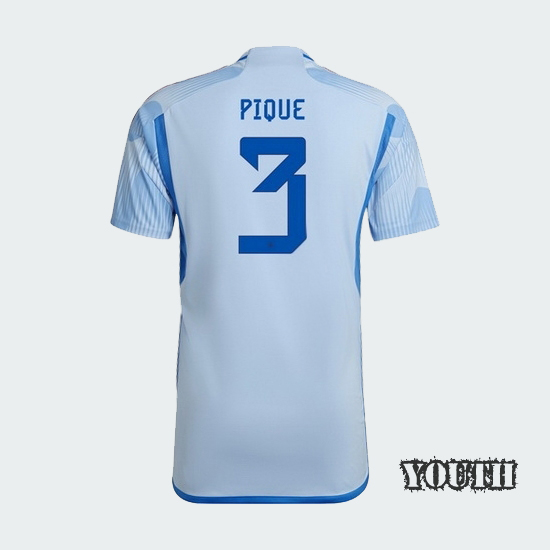 22/23 Gerard Pique Spain Away Youth Soccer Jersey