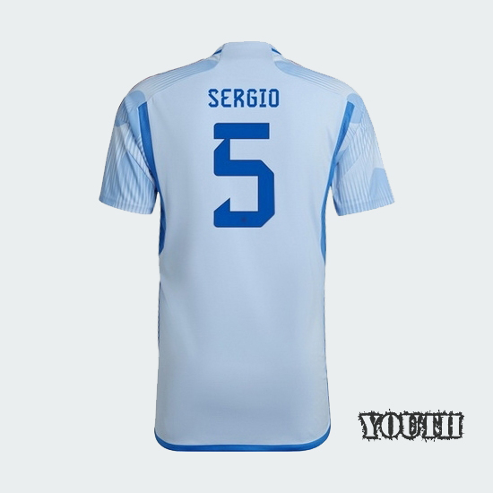 22/23 Sergio Busquets Spain Away Youth Soccer Jersey
