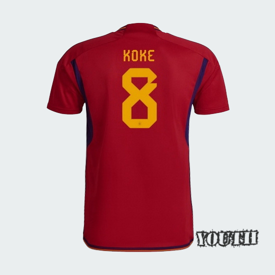 2022/23 Koke Spain Home Youth Soccer Jersey
