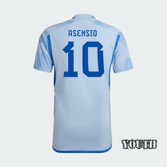 22/23 Marco Asensio Spain Away Youth Soccer Jersey