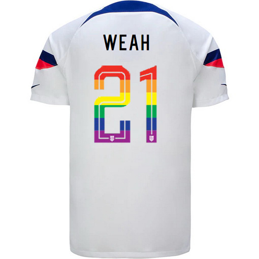 USA White Tim Weah 2022/2023 Men's PRIDE Jersey