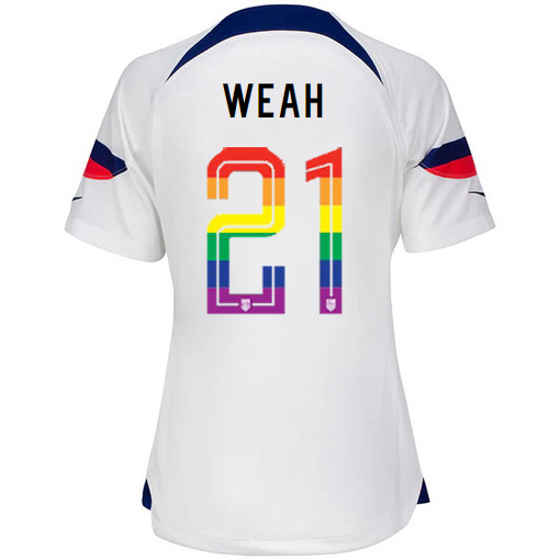 USA White Tim Weah 2022/23 Women's PRIDE Jersey