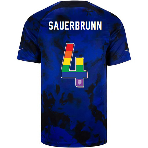 USA Away Becky Sauerbrunn 22/23 Men's Jersey Rainbow Number