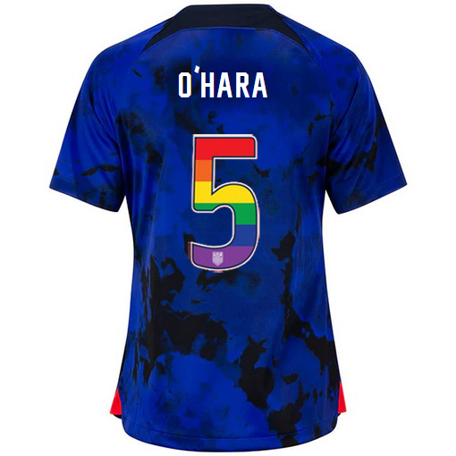 USA Away Kelley O'Hara 22/23 Women's Jersey Rainbow Number
