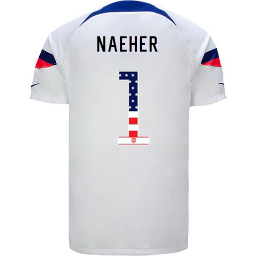 USA White Alyssa Naeher 2022/23 Men's Jersey Independence Day