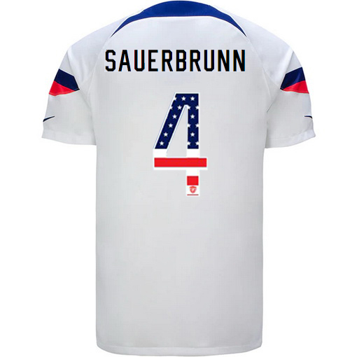 USA White Becky Sauerbrunn 22/23 Men's Jersey Independence Day