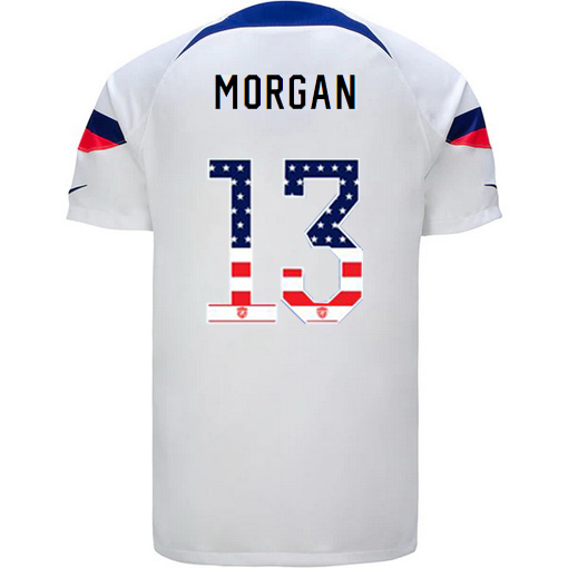 USA White Alex Morgan 22/23 Men's Jersey Independence Day
