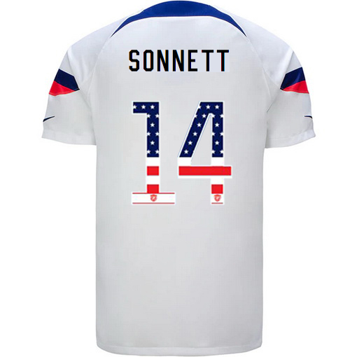 USA White Emily Sonnett 2022/23 Men's Jersey Independence Day