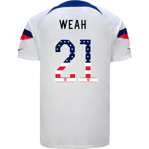 USA White Tim Weah 2022/23 Men's Jersey Independence Day