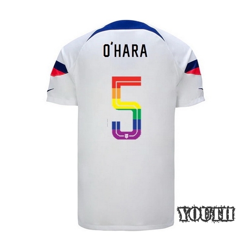 USA White Kelley O'Hara 2022/23 Youth PRIDE Jersey