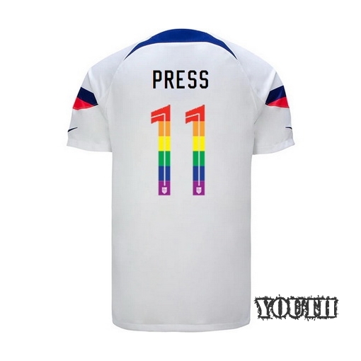 USA White Christen Press 22/23 Youth PRIDE Jersey