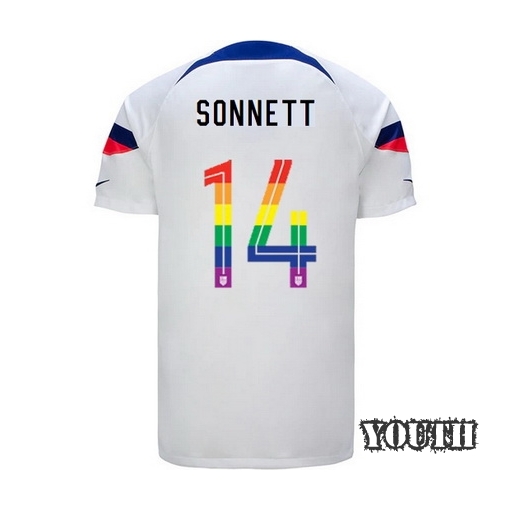 USA White Emily Sonnett 2022/23 Youth PRIDE Jersey