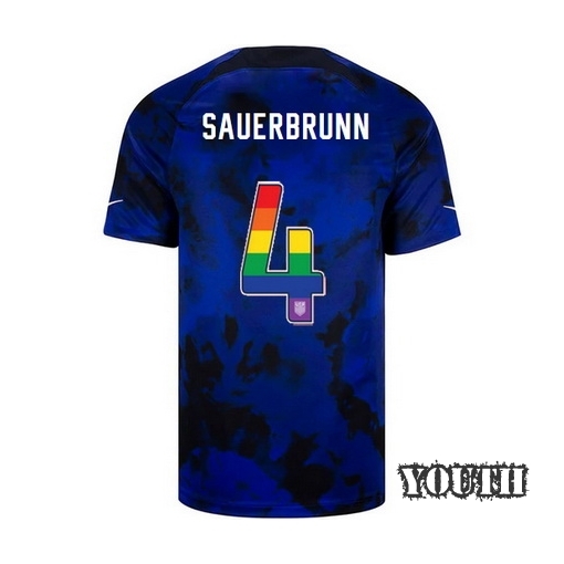 USA Away Becky Sauerbrunn 22/23 Youth Jersey Rainbow Number