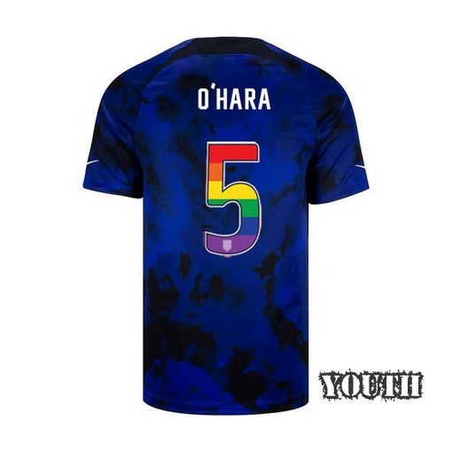 USA Away Kelley O'Hara 2022/2023 Youth Jersey Rainbow Number