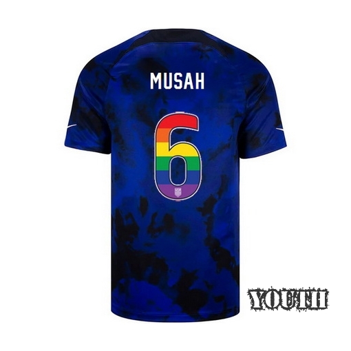 USA Away Yunus Musah 22/23 Youth Jersey Rainbow Number