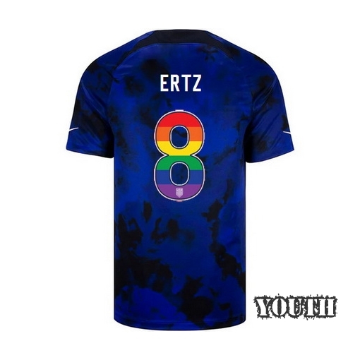 USA Away Julie Ertz 22/23 Youth Jersey Rainbow Number