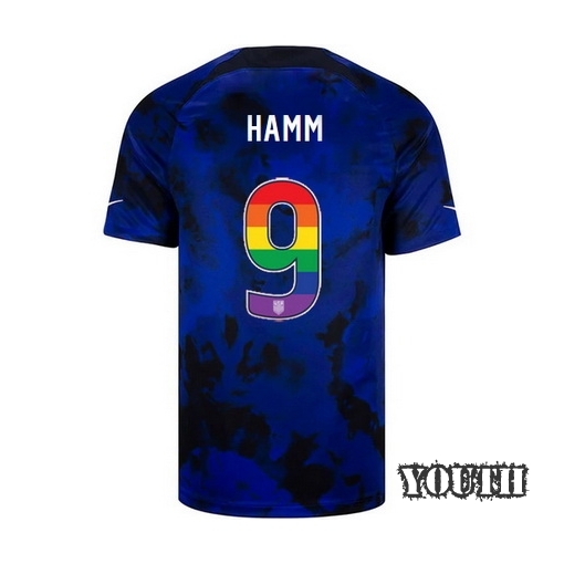 USA Away Mia Hamm 22/23 Youth Jersey Rainbow Number