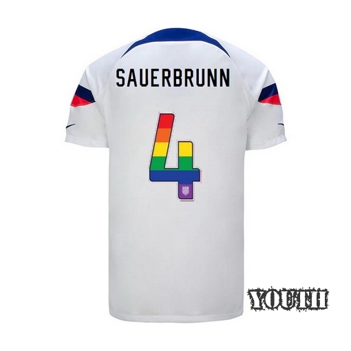 USA Home Becky Sauerbrunn 2022/23 Youth Jersey Rainbow Number