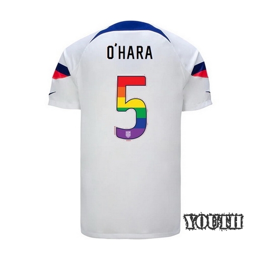 USA Home Kelley O'Hara 22/23 Youth Jersey Rainbow Number