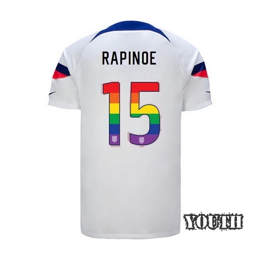 USA Home Megan Rapinoe 2022/2023 Youth Jersey Rainbow Number