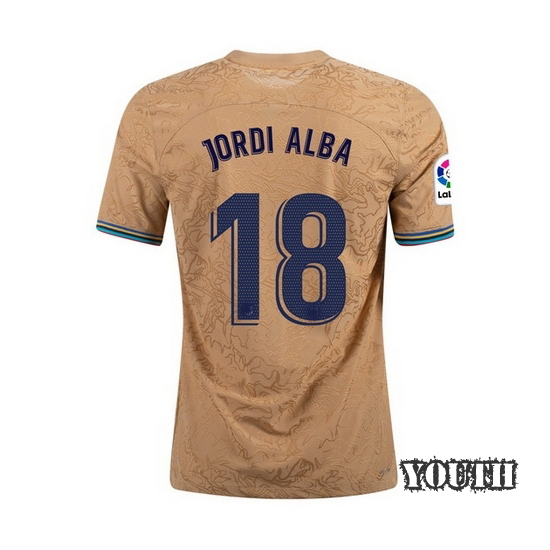 22/23 Jordi Alba Away Youth Soccer Jersey