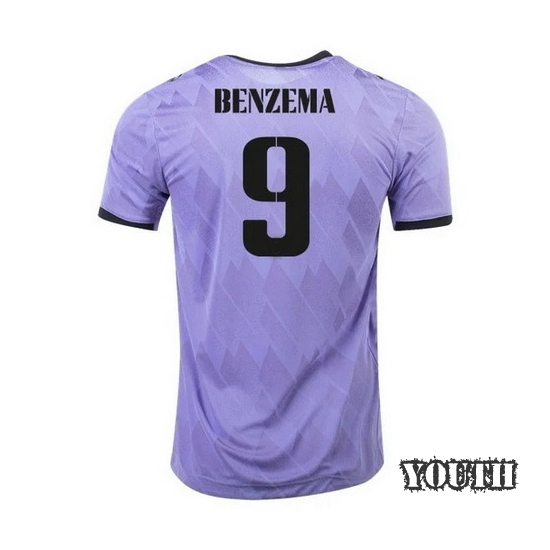 22/23 Karim Benzema Away Youth Soccer Jersey
