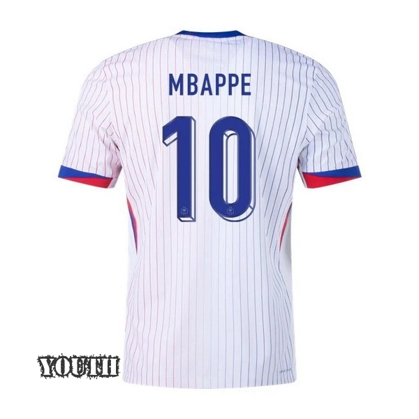 2024 Kylian Mbappe France Away Youth Soccer Jersey