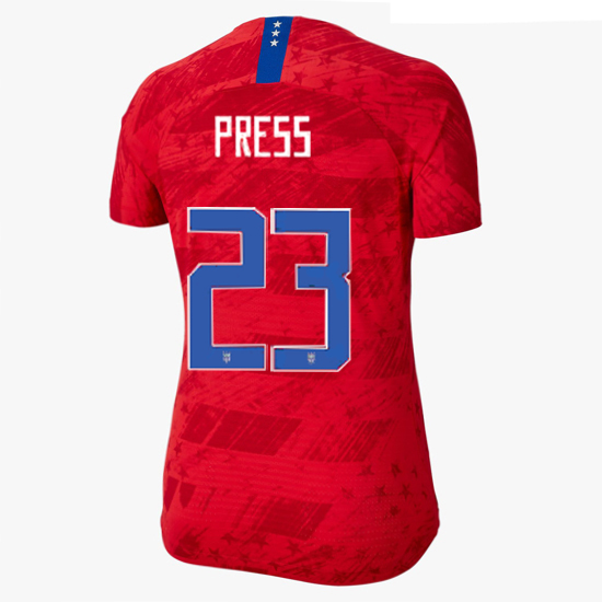 USA Away Christen Press 2019 Women's Stadium Jersey 4-Star