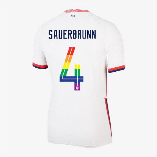 USA White Becky Sauerbrunn 2020/2021 Women's Stadium PRIDE Jersey