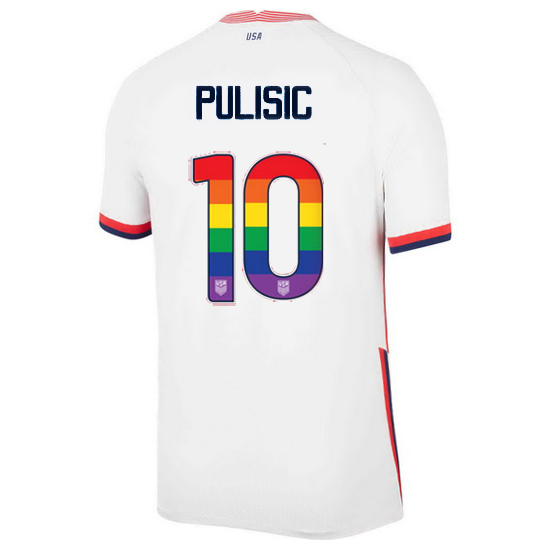 White Christian Pulisic 2020/2021 Men's Stadium Rainbow Number Jersey