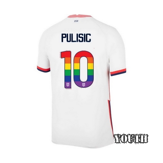 White Christian Pulisic 2020 Youth Stadium Rainbow Number Jersey