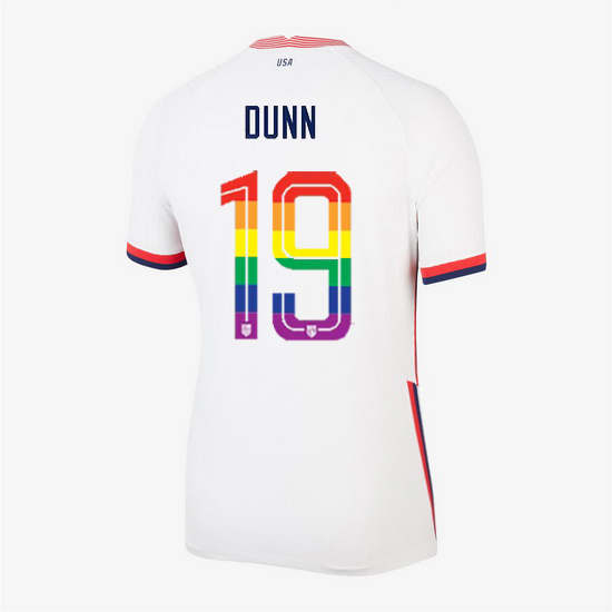 USA White Crystal Dunn 2020/2021 Women's Stadium PRIDE Jersey