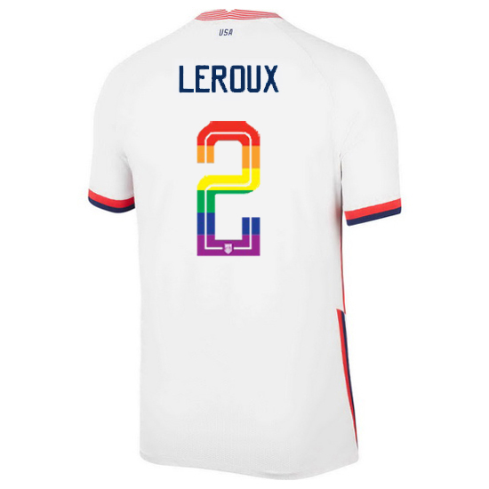USA Home Sydney Leroux 2020/21 Men's Stadium PRIDE Jersey