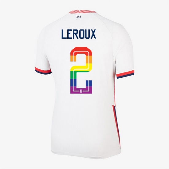 USA White Sydney Leroux 2020/2021 Women's Stadium PRIDE Jersey