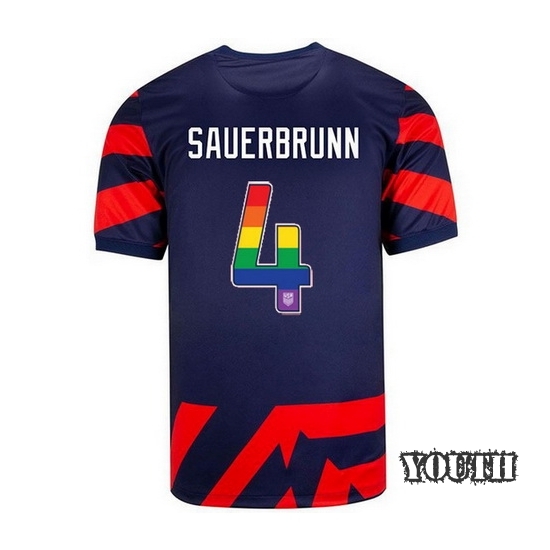 Navy/Red Becky Sauerbrunn 2021/22 Youth Stadium Rainbow Number Jersey