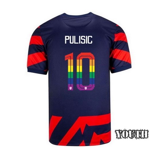 USA Away Christian Pulisic 2021 Youth Stadium PRIDE Jersey